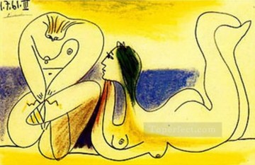 Pablo Picasso Painting - On the Beach 1961 Pablo Picasso